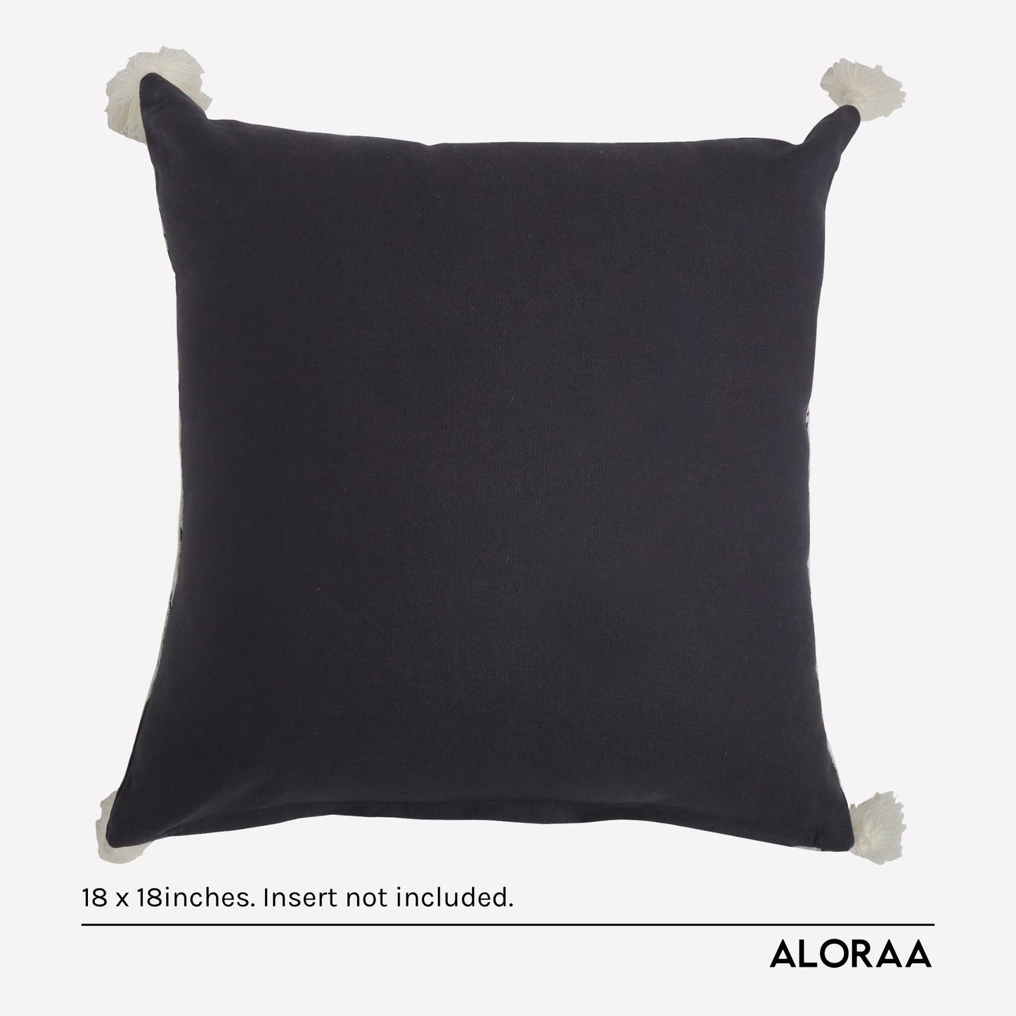 Artisanal Embroidered Cushion Cover with Tassels