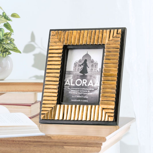 Handcrafted Black & Gold Textured Photo Frame