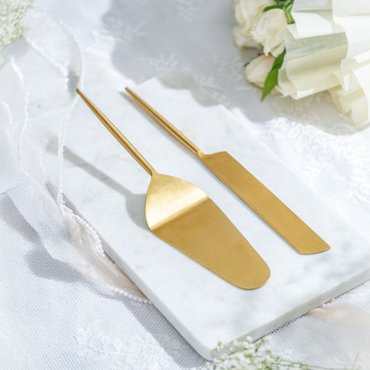 Handmade Gold Finished Cake Servers (Set of 2)