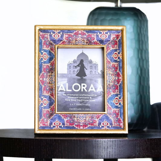 Handcrafted Persian-inspired Photo Frame with Rustic Gold Finish