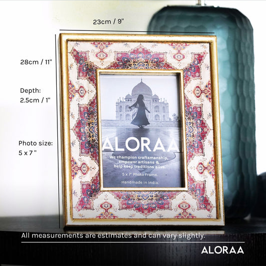 Handcrafted Persian-inspired Photo Frame with Rustic Gold Finish