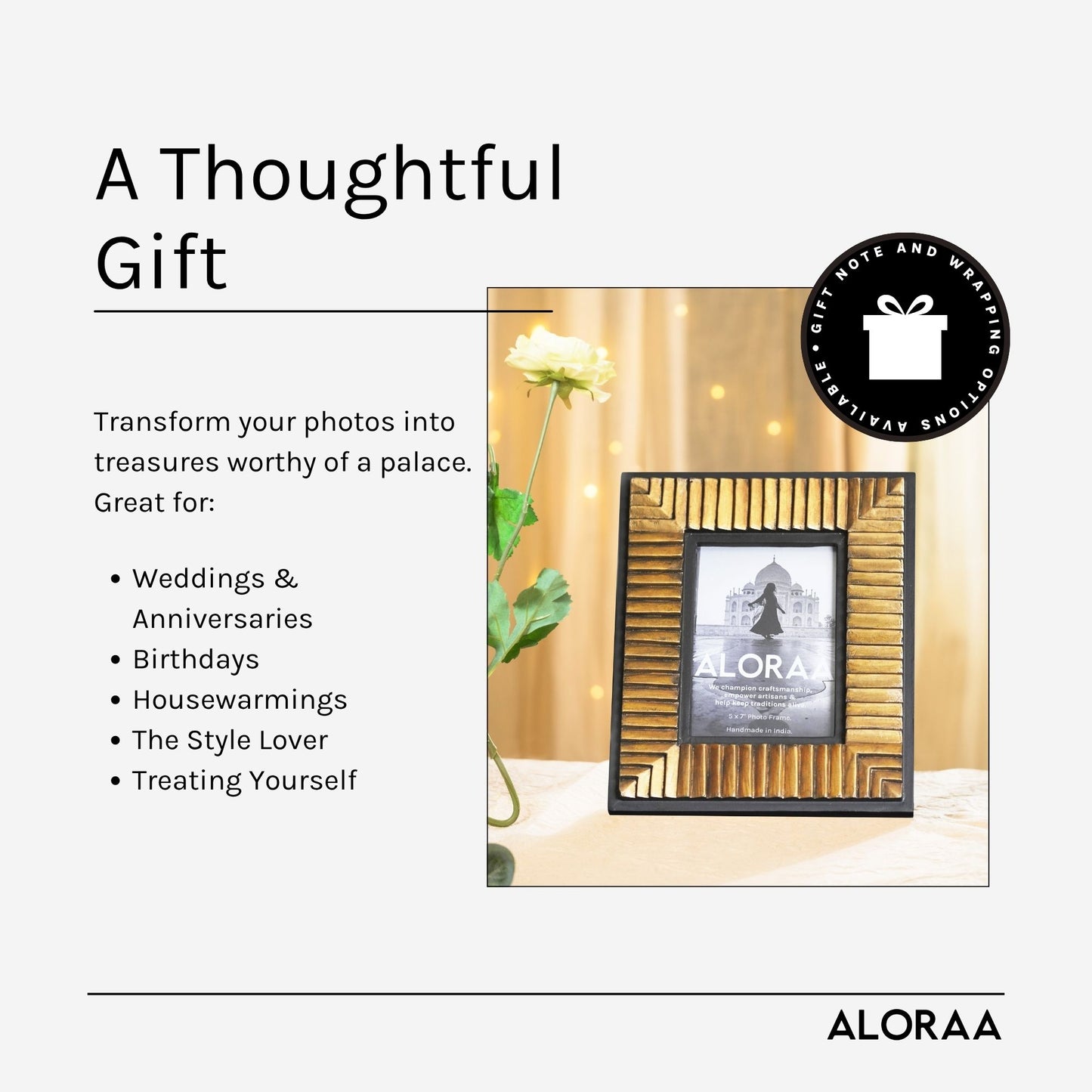 Handcrafted Black & Gold Textured Photo Frame