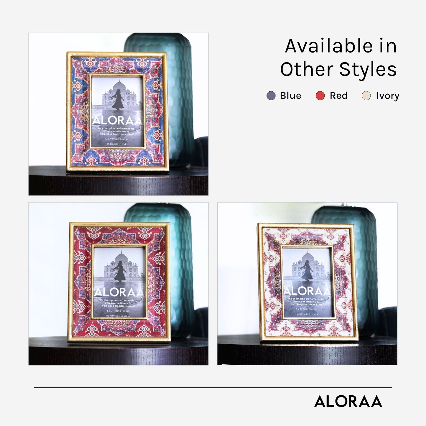 Handcrafted Persian-inspired Photo Frame with Rustic Gold Finish