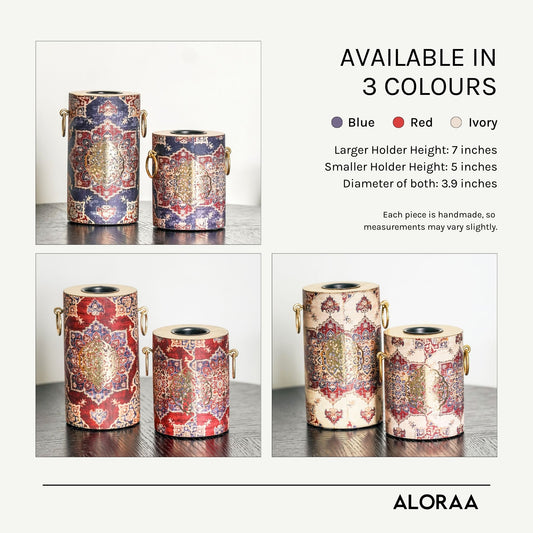 Handcrafted Persian-inspired Tealight Candle Holders with Rustic Gold Finish (Set of 2)