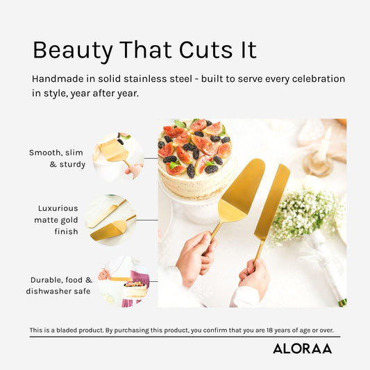 Handmade Gold Finished Cake Servers (Set of 2)