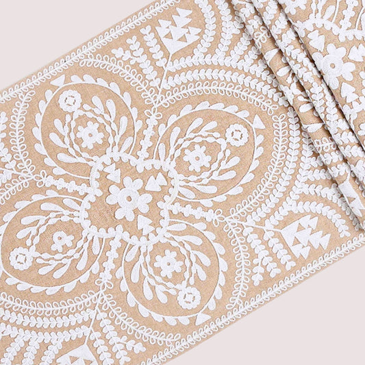 Floral Embroidered Table Runner with Tassels