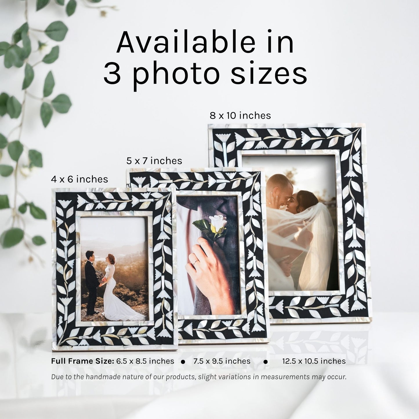 Floral Mother of Pearl Horn work Inspired Photo Frame