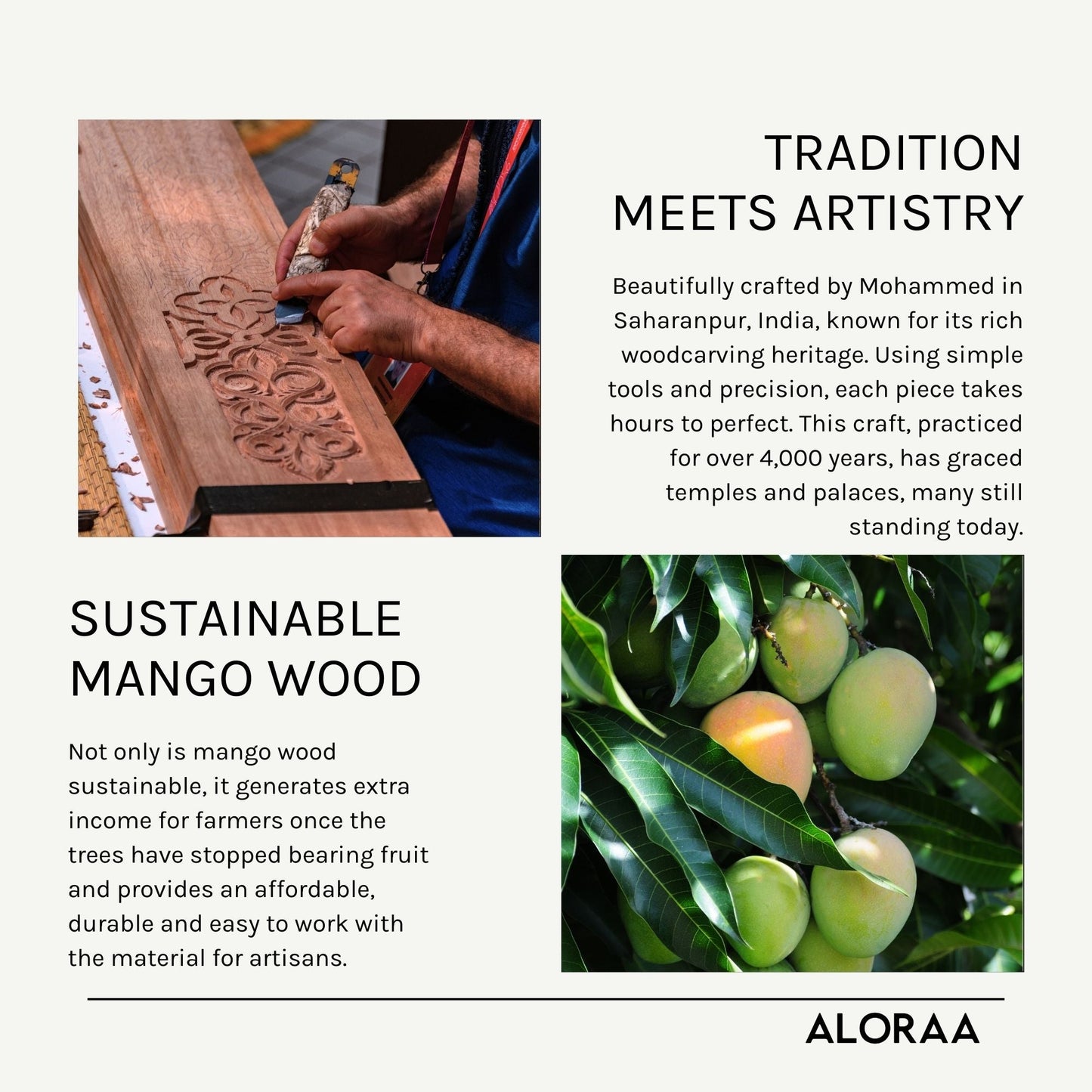 Hand Carved Mandala Chopping Board — handcrafted details and features | ALORAA