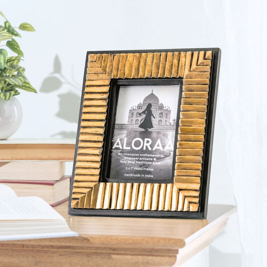 Handcrafted Black & Gold Textured Photo Frame — handcrafted by skilled Indian artisans | ALORAA