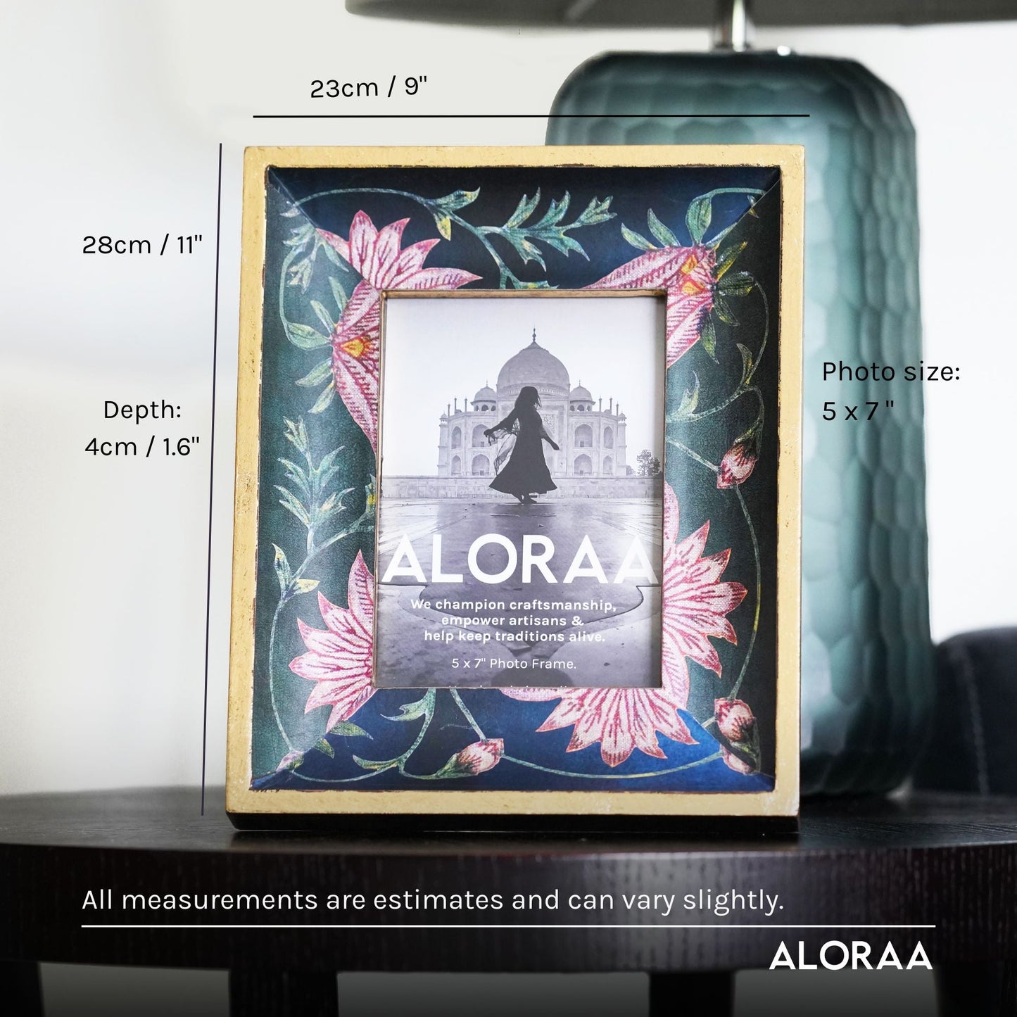 Handcrafted Floral Persian-inspired Photo Frame — dimensions and size guide | ALORAA