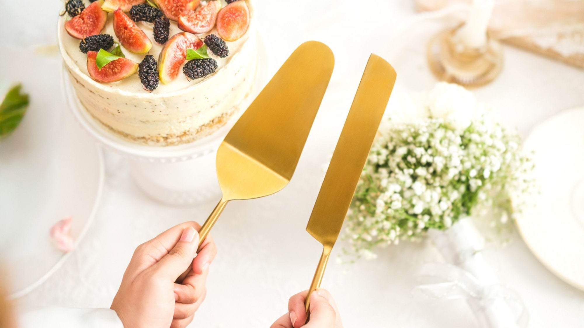 ALORAA Gold Cake Servers - Set of 2