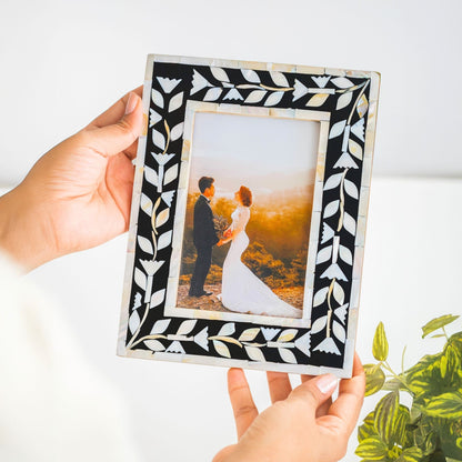 Floral Mother of Pearl Horn work Inspired Photo Frame