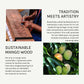 Hand carved wooden chopping board made from sustainable mango wood, showcasing traditional craftsmanship
