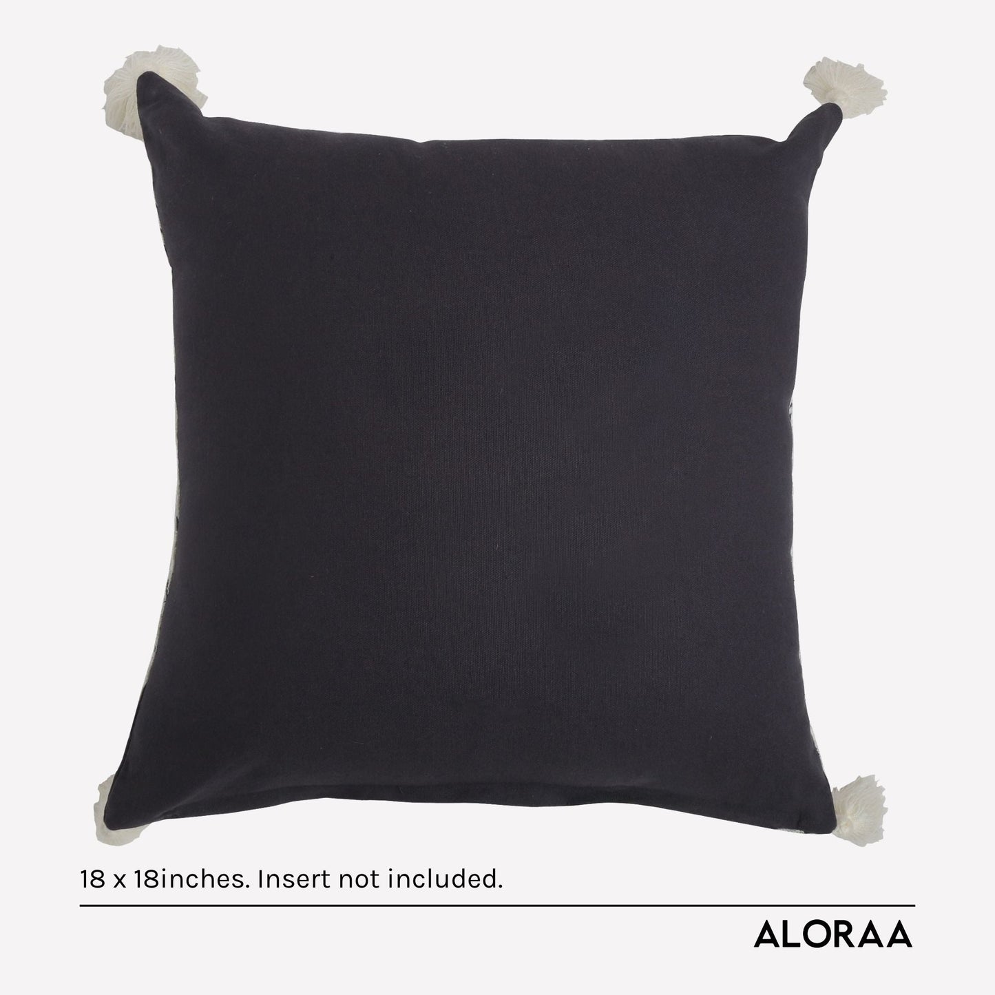 Artisanal Embroidered Cushion Cover with Tassels — handcrafted Indian gift | ALORAA