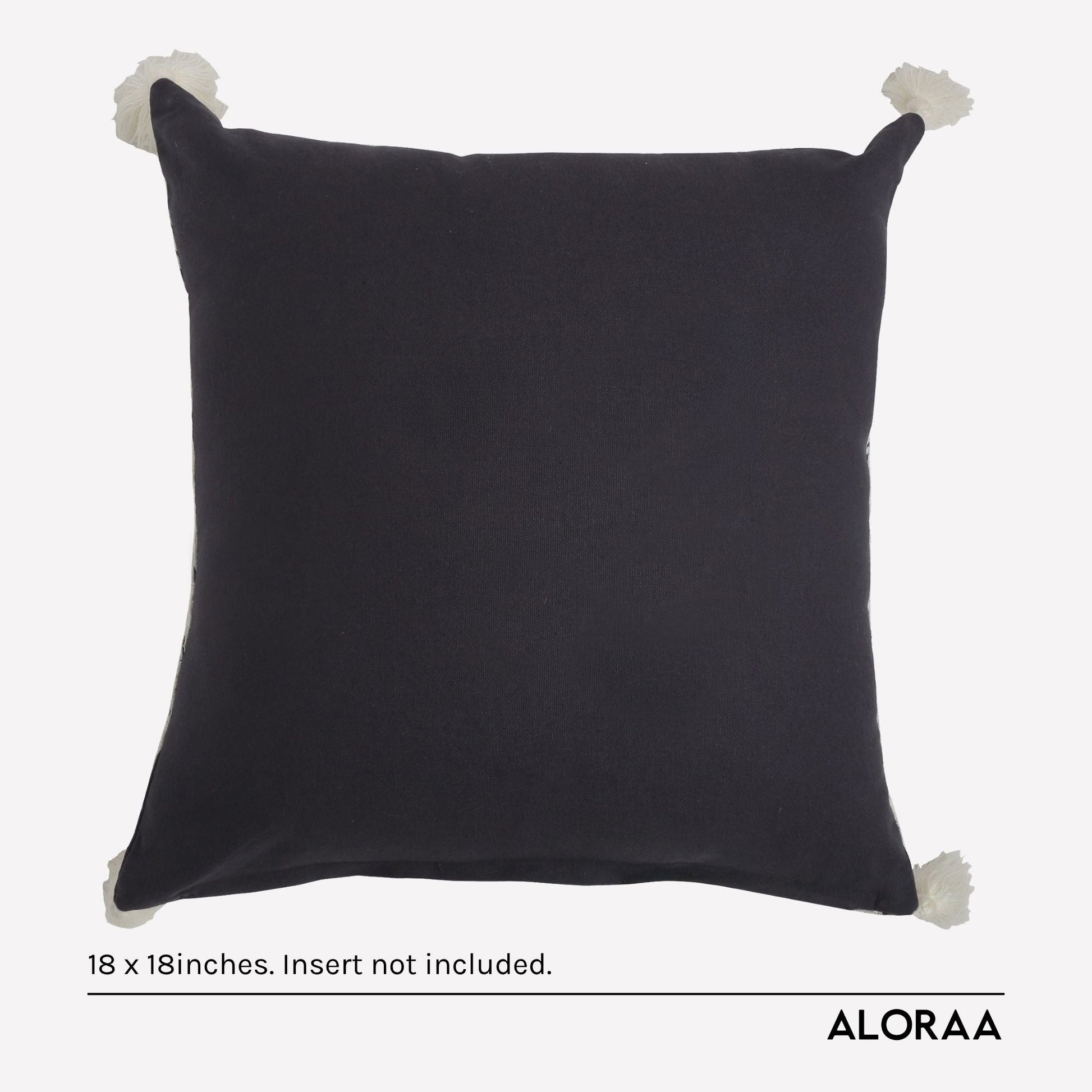 Artisanal Embroidered Cushion Cover with Tassels — handcrafted Indian gift | ALORAA
