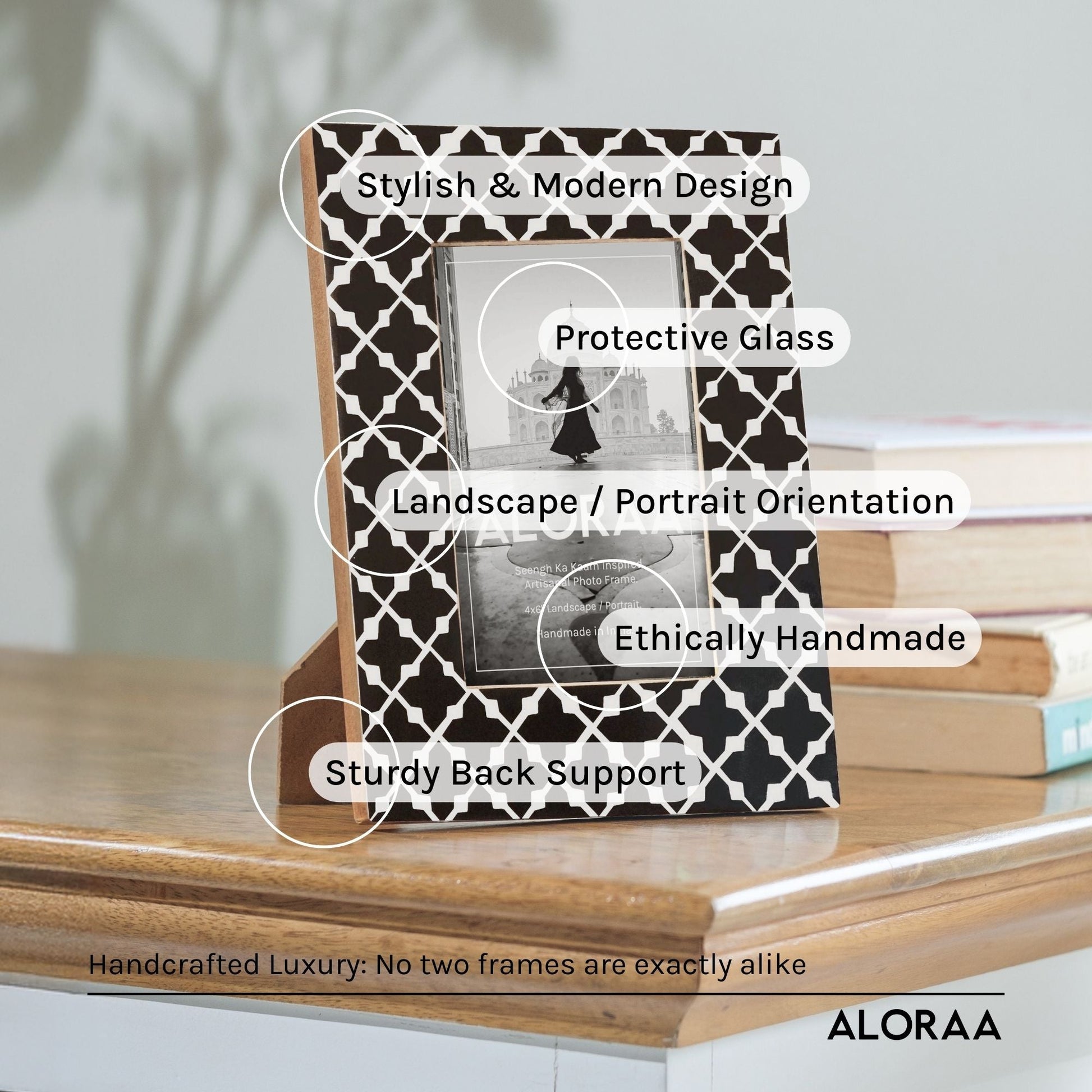 Artisanal Seengh Ka Kaam Inspired Photo Frame — close-up of handcrafted detail | ALORAA