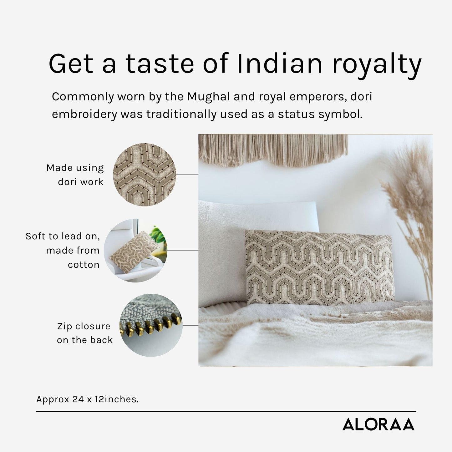 Dori Embroidered Cushion Cover — styled and in use | ALORAA