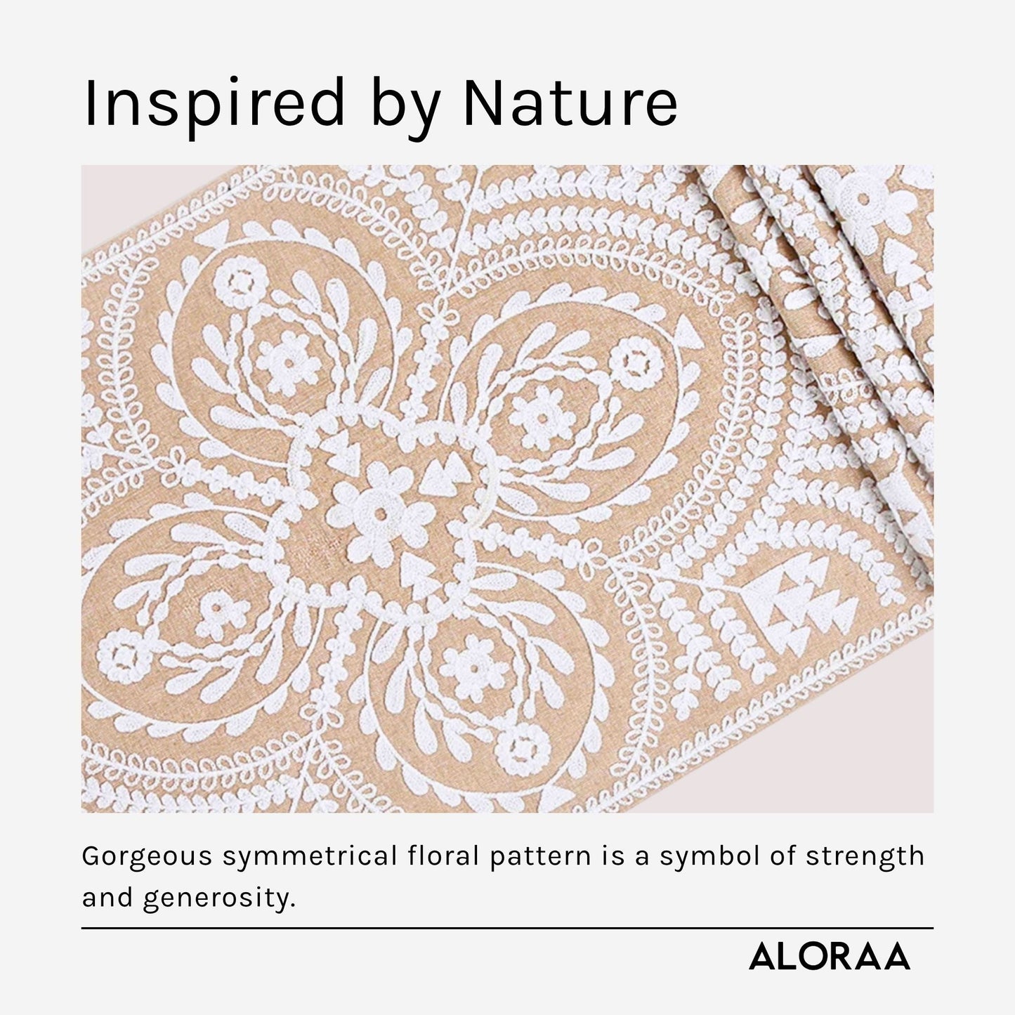 Floral Embroidered Table Runner with Tassels — handcrafted details and features | ALORAA