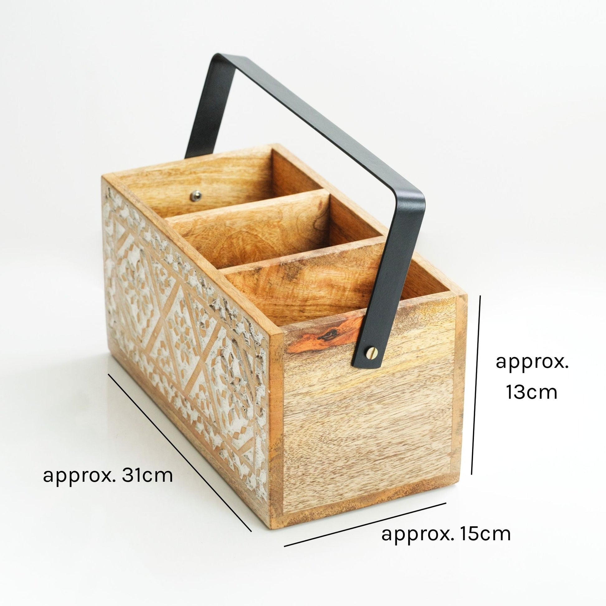 Hand Carved Decorative Stand with Handle — dimensions and size guide | ALORAA