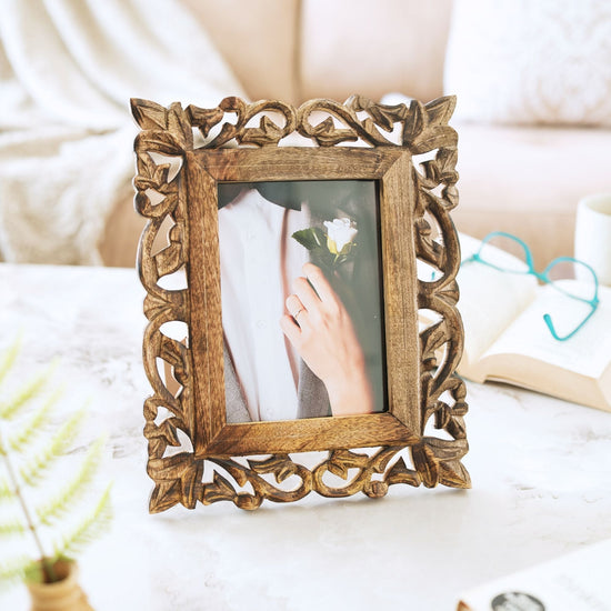 Hand Carved Jali Photo Frame - handcrafted by skilled artisans in Saharanpur | ALORAA