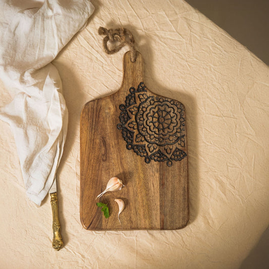 Hand Carved Mandala Chopping Board — handcrafted by skilled Indian artisans | ALORAA