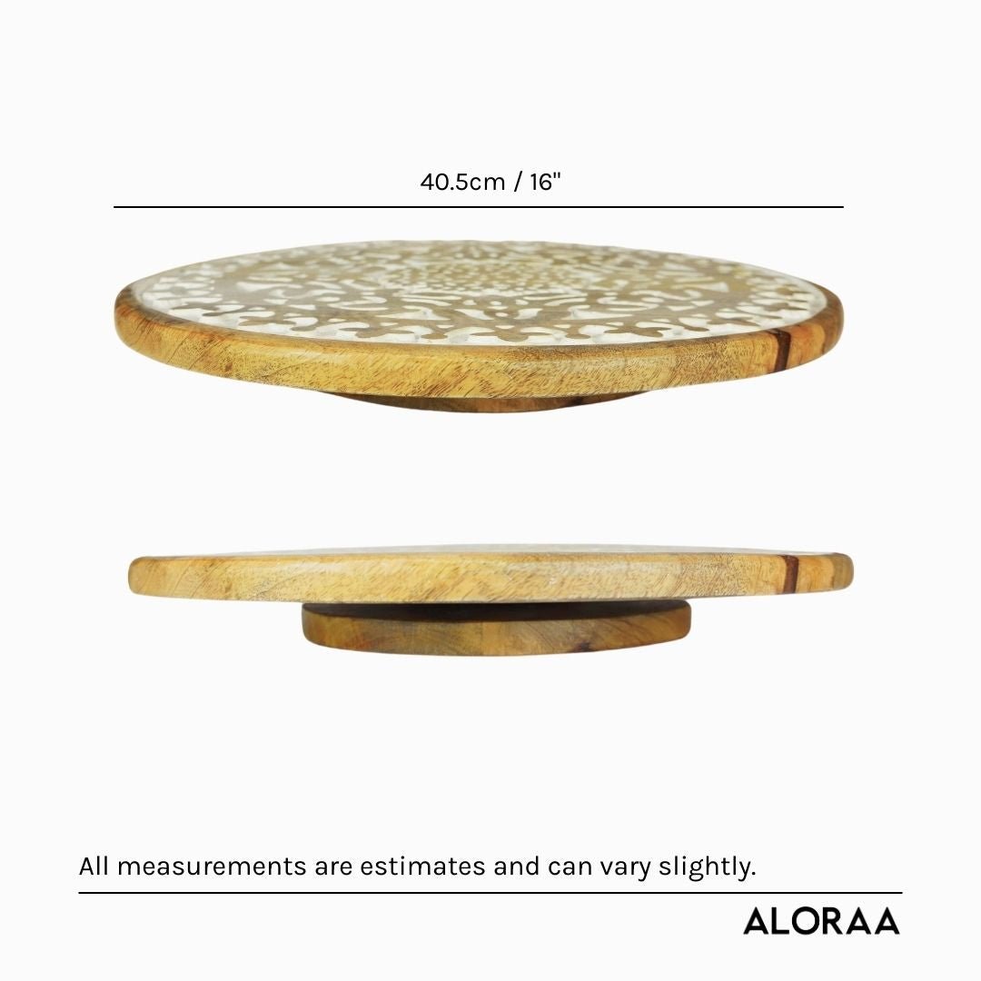 Hand Carved Mandala Lazy Susan — dimensions and size guide | ALORAA