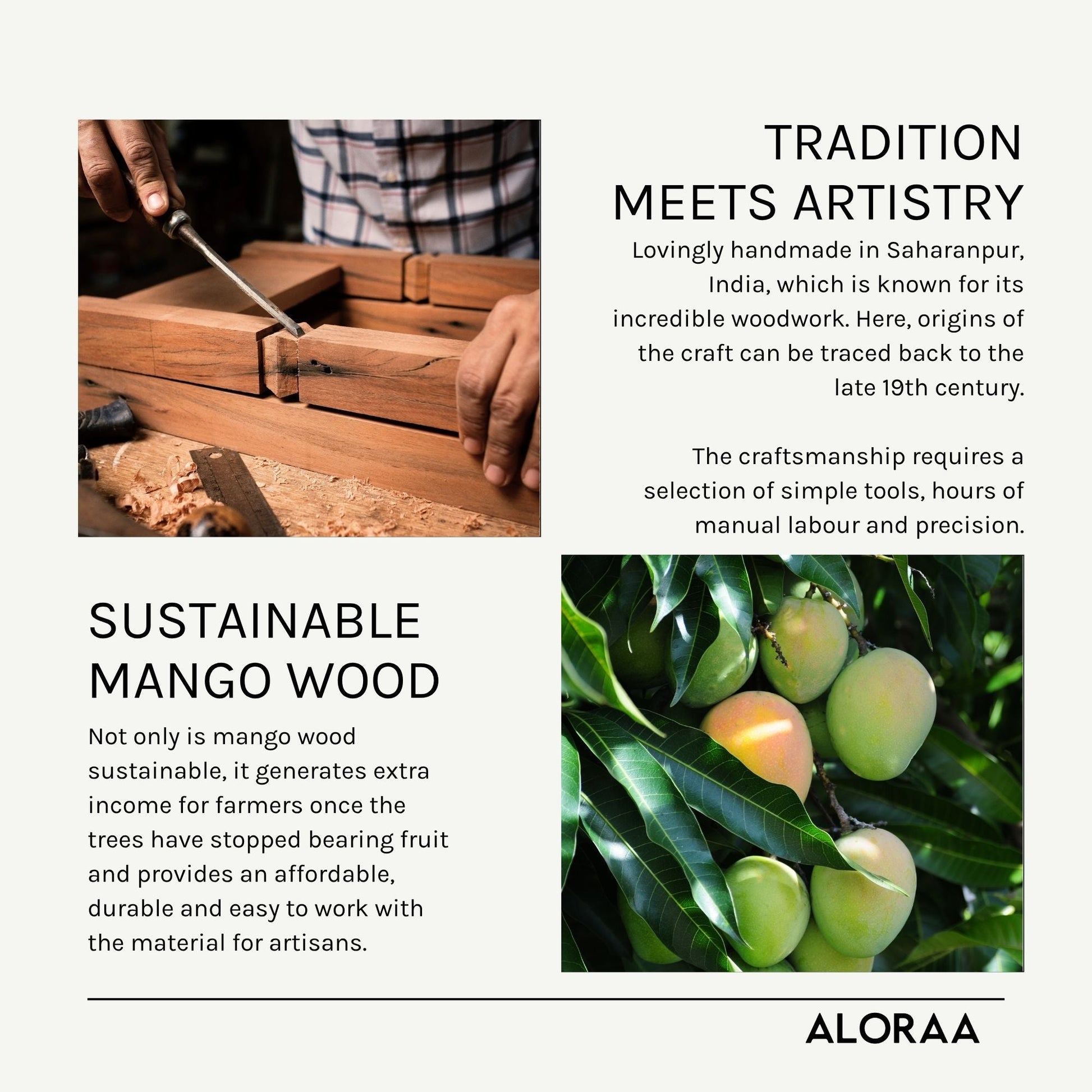 Hand Carved White-Washed Leaf Photo Frame — handcrafted details and features | ALORAA
