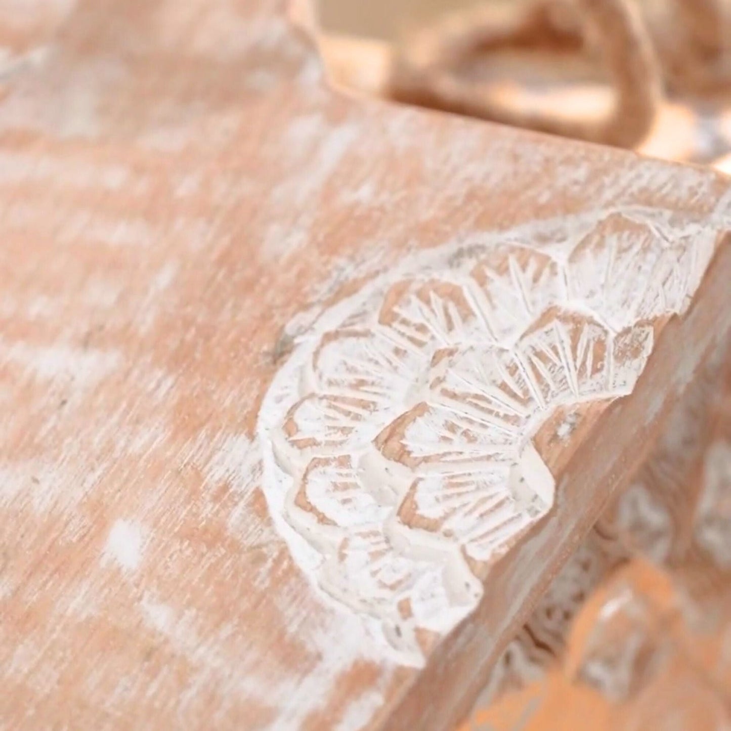 Hand Carved Wooden Chopping Board - Floral