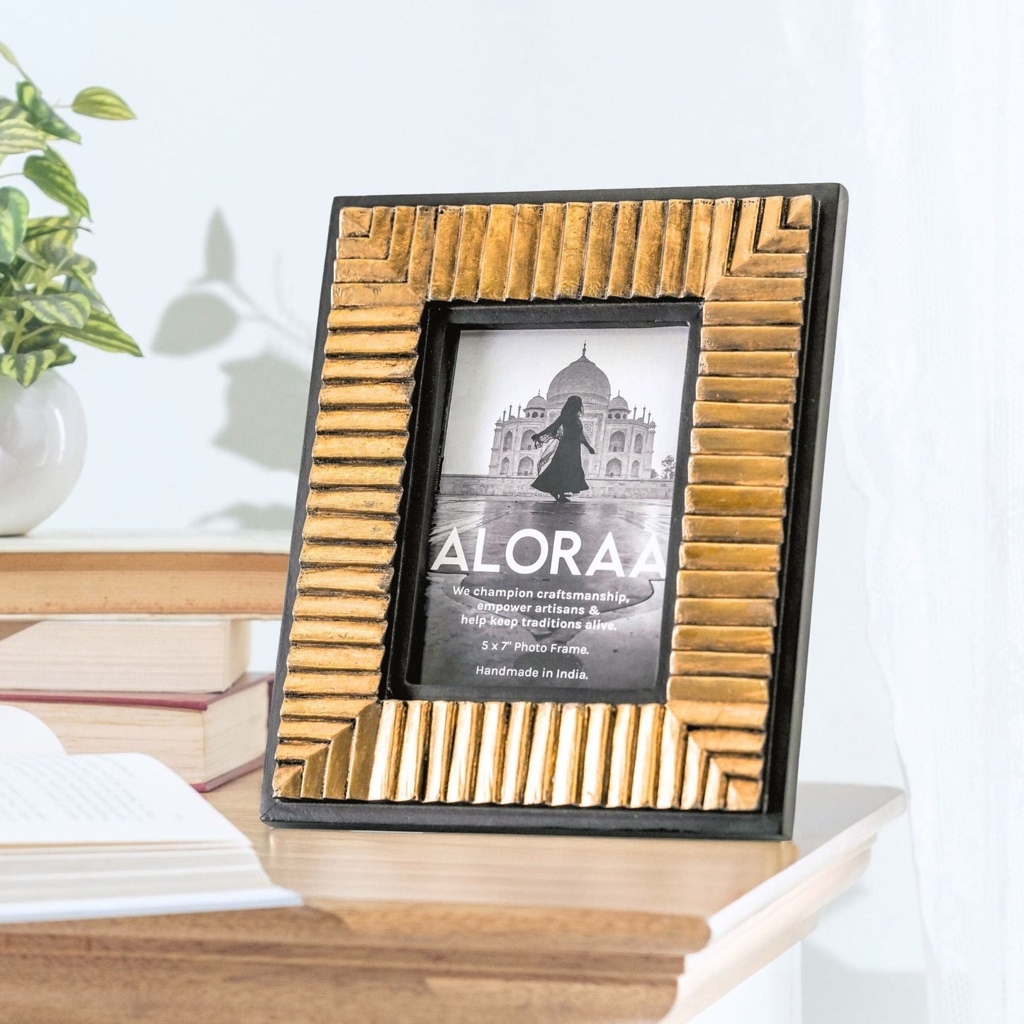 Handcrafted Black & Gold Textured Photo Frame — handcrafted by skilled Indian artisans | ALORAA