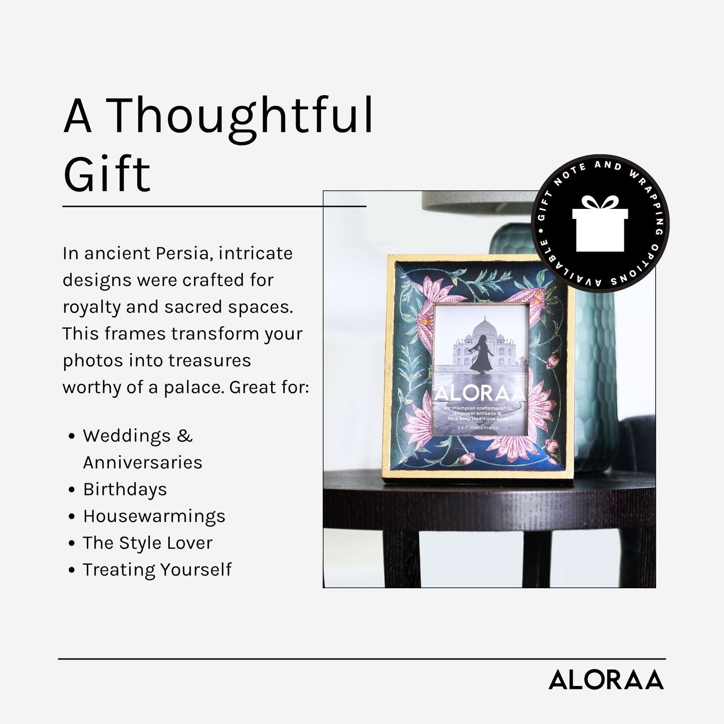 Handcrafted Floral Persian-inspired Photo Frame — handcrafted Indian gift | ALORAA