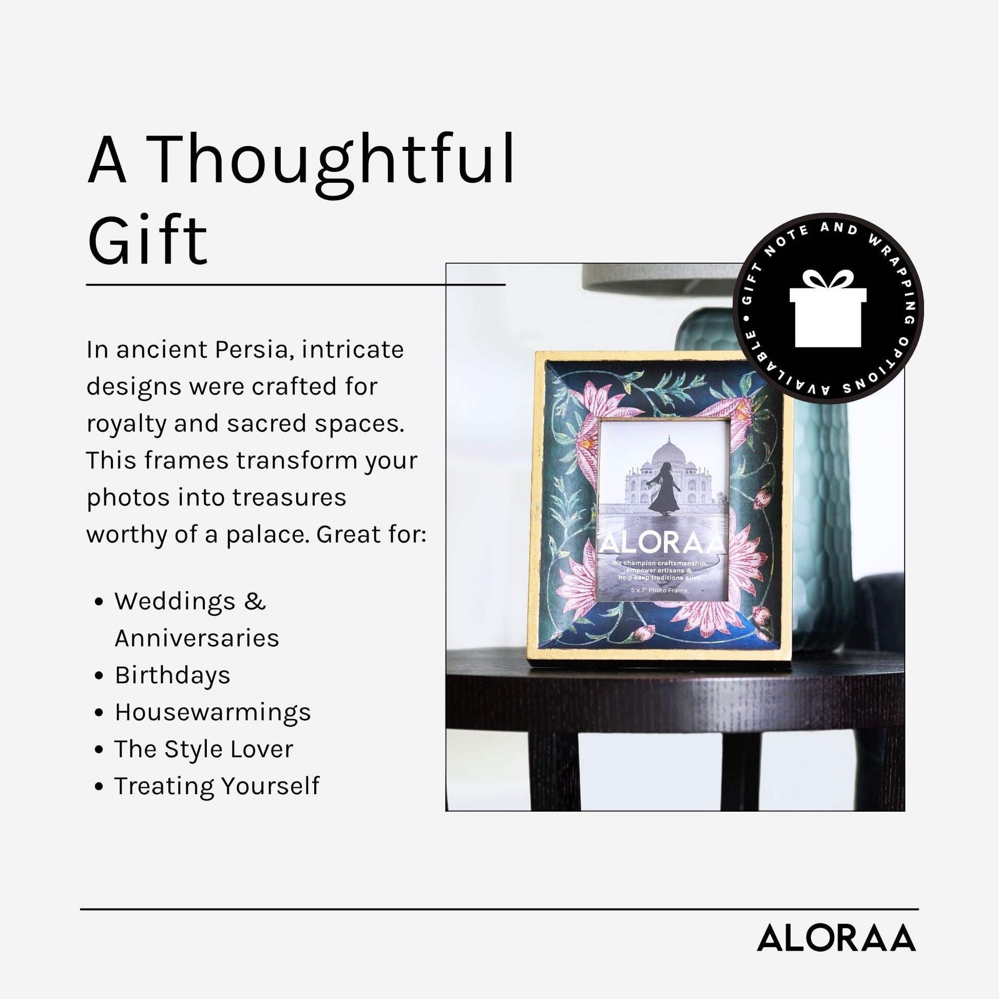 Handcrafted Floral Persian-inspired Photo Frame — handcrafted Indian gift | ALORAA