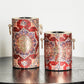 Persian-inspired Tealight Candle Holders in red, set of 2, handcrafted rustic gold finish | ALORAA