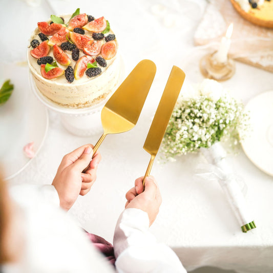 Handmade Gold Finished Cake Servers (Set of 2)
