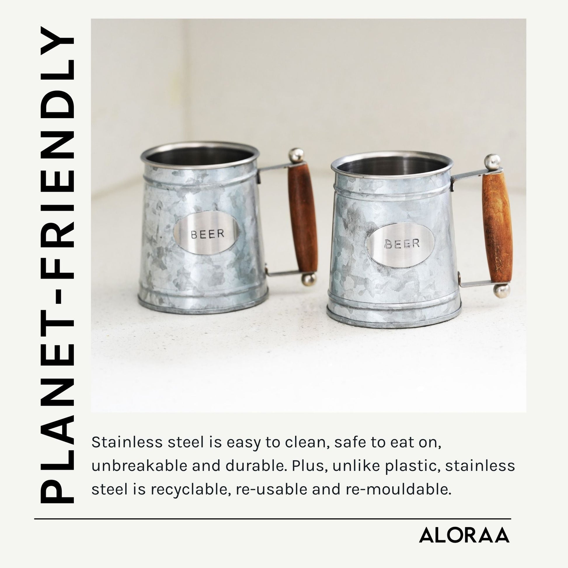 Handmade Insulated Stainless Steel Beer Mug — handcrafted details and features | ALORAA