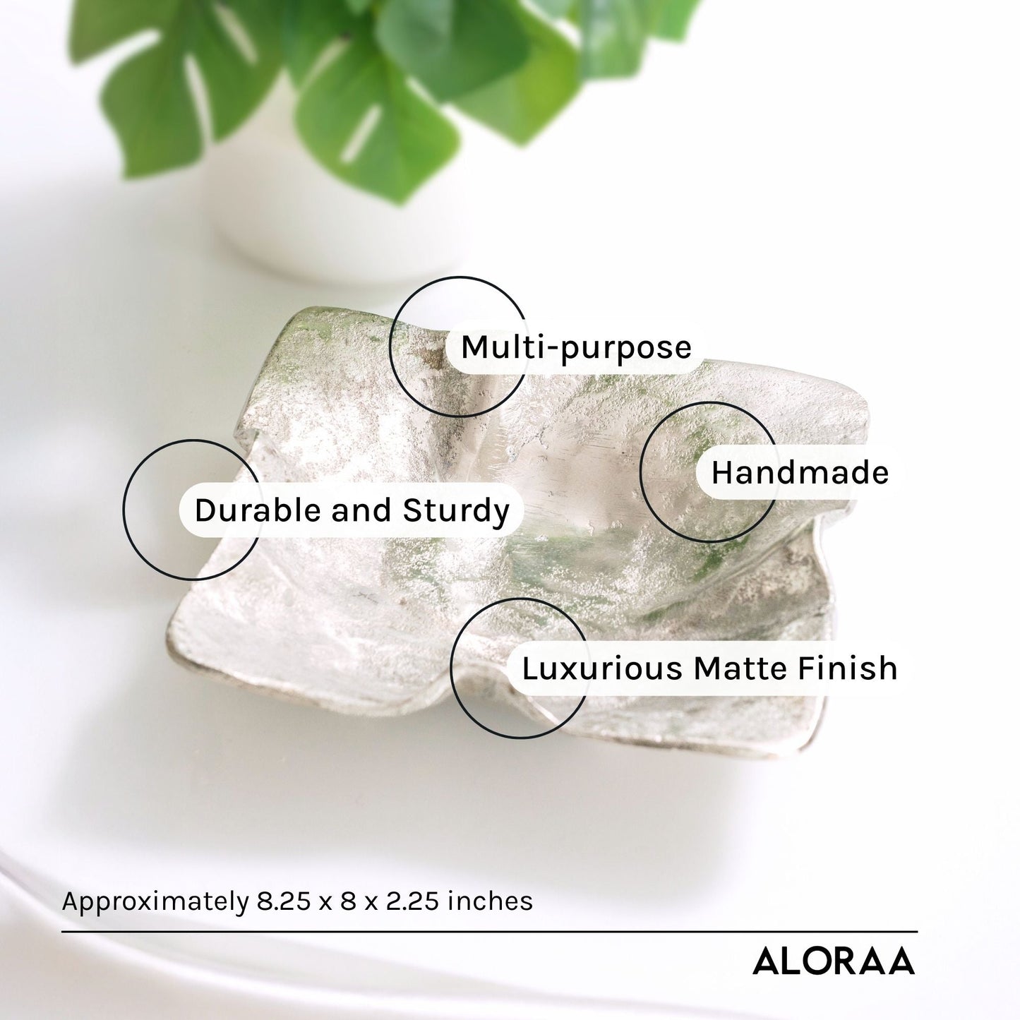 Handmade Matte Silver Jewellery Bowl — handcrafted details and features | ALORAA