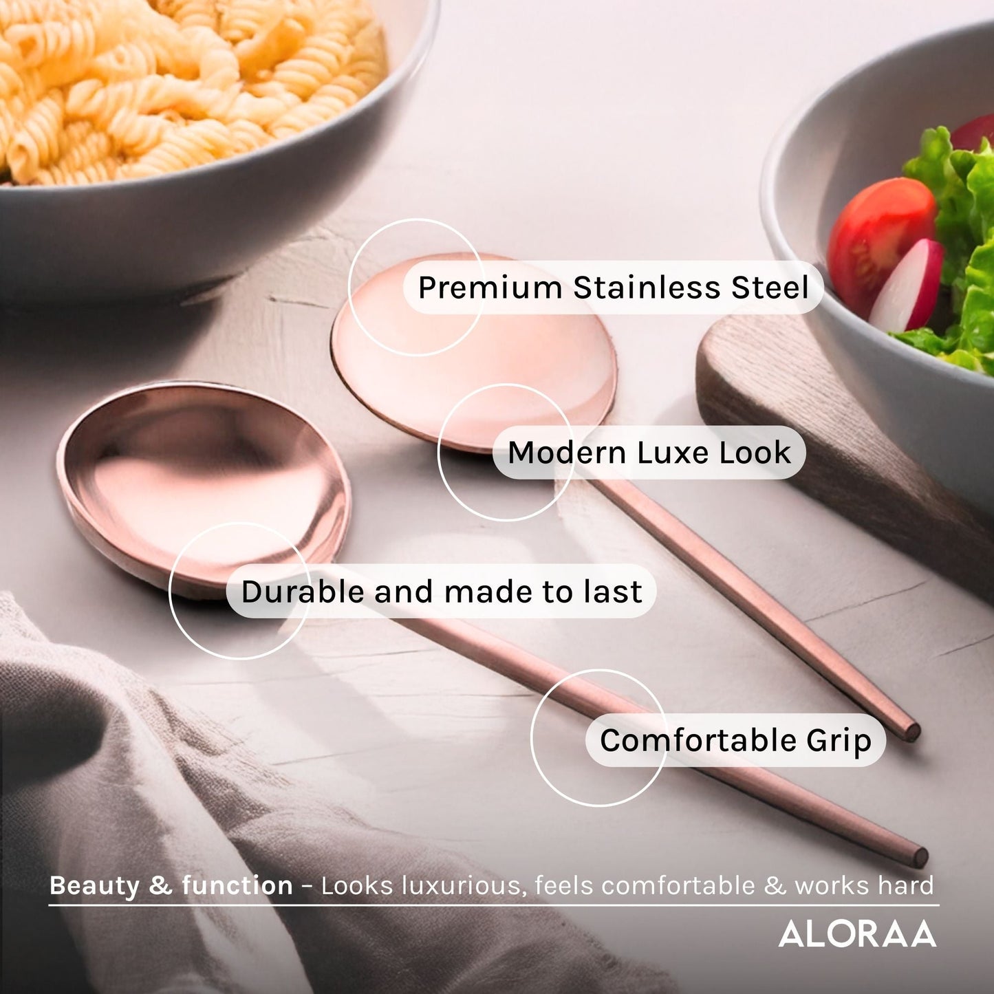 Handmade Stainless Steel Servers Set of 2 — styled and in use | ALORAA