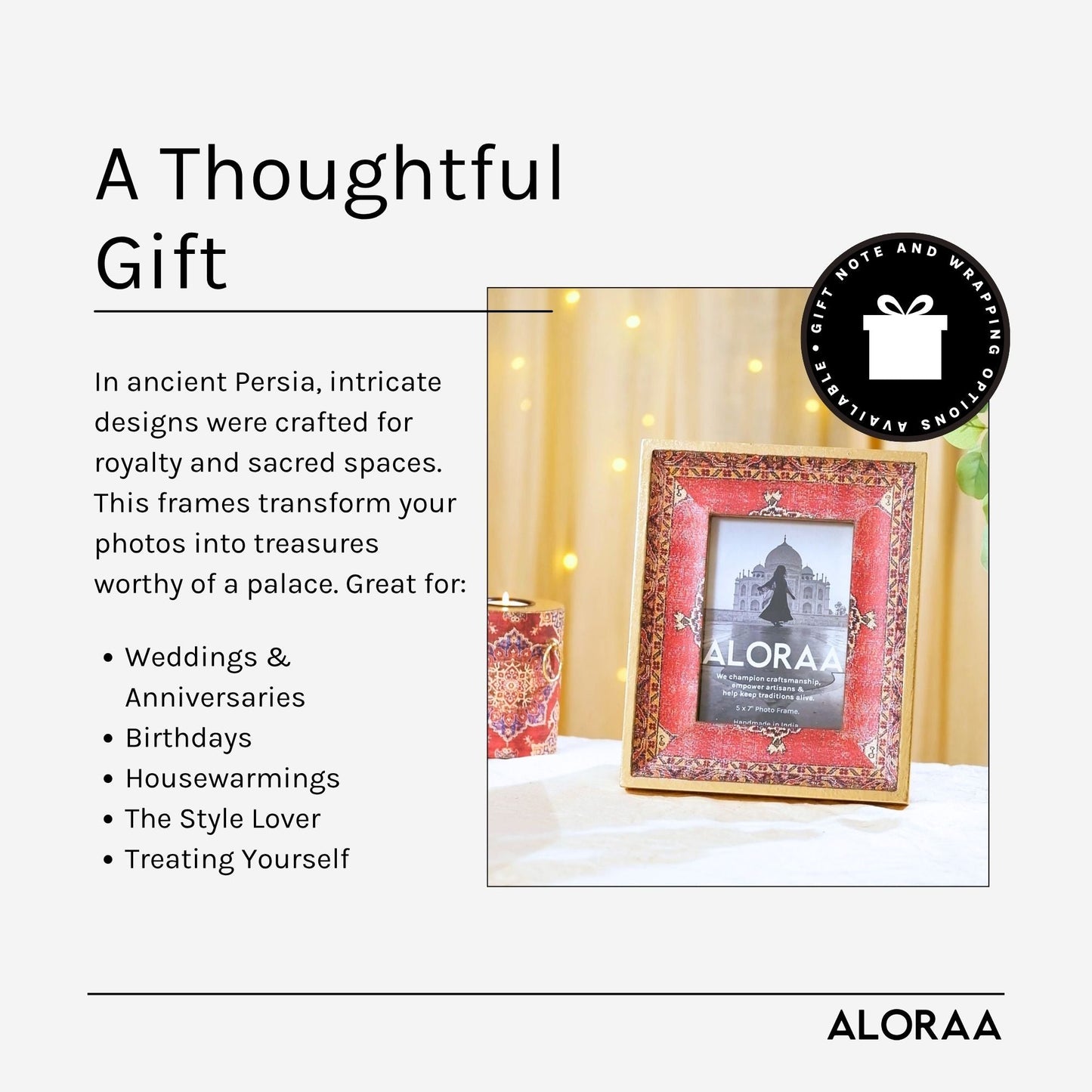 Red Handcrafted Persian-inspired Photo Frame — handcrafted Indian gift | ALORAA