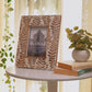 Hand Carved White-Washed Leaf Photo Frame