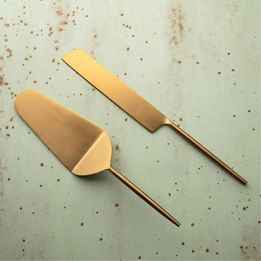 Handmade Gold Finished Cake Servers (Set of 2)