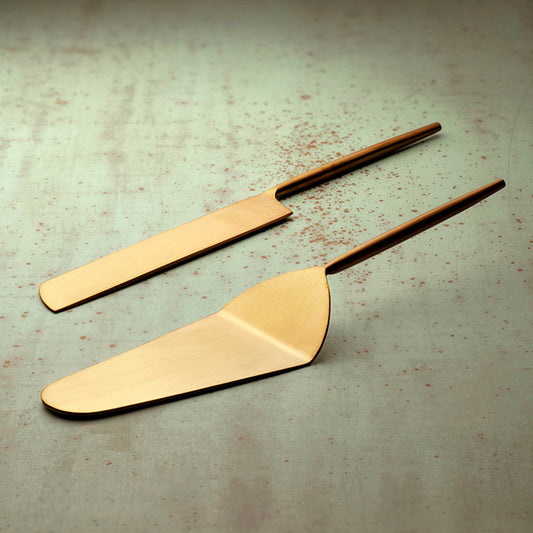 Handmade Gold Finished Cake Servers (Set of 2)