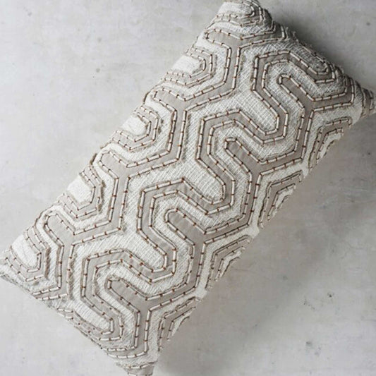 Dori Embroidered Cushion Cover — close-up of handcrafted embroidery detail | ALORAA