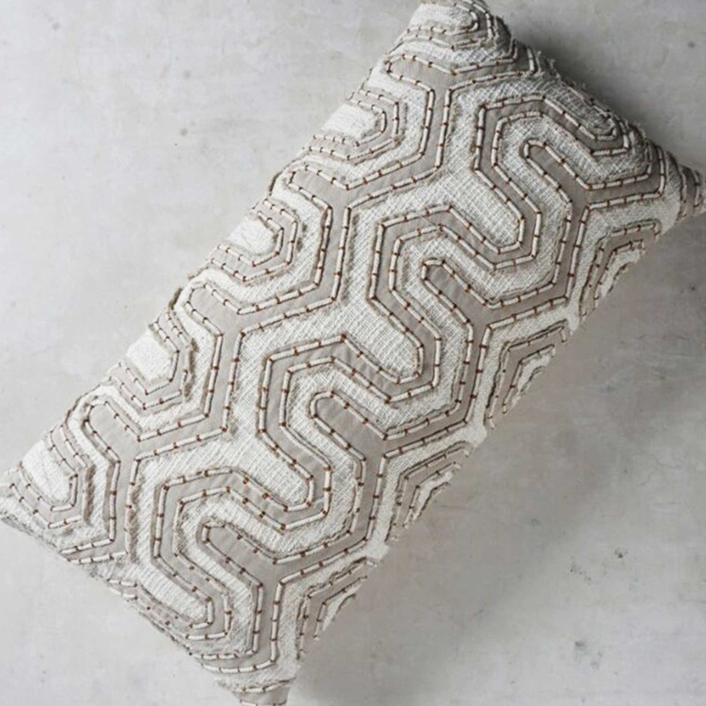 Dori Embroidered Cushion Cover — close-up of handcrafted embroidery detail | ALORAA