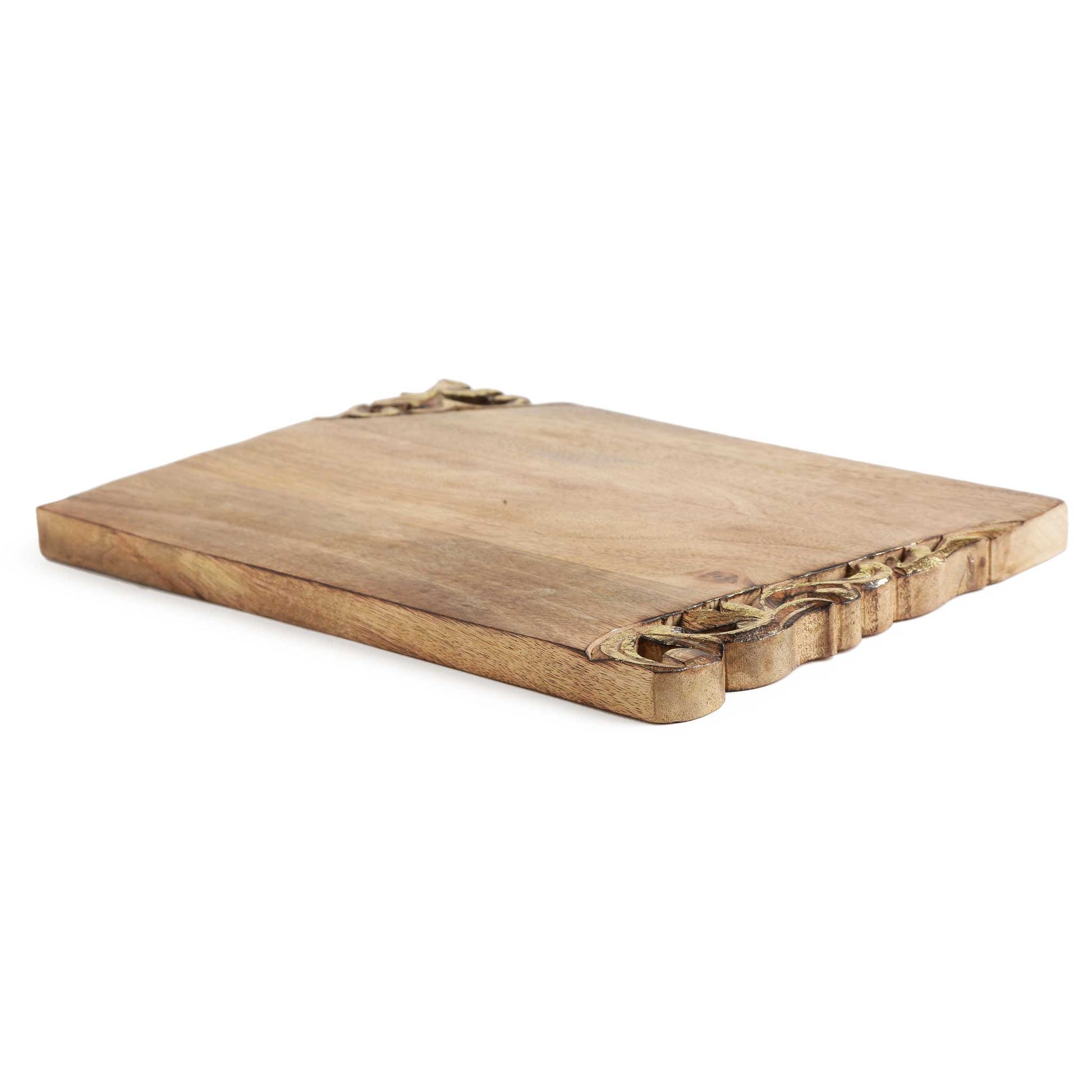 Golden Hand Carved Rustic Chopping Board — handcrafted Indian gift | ALORAA