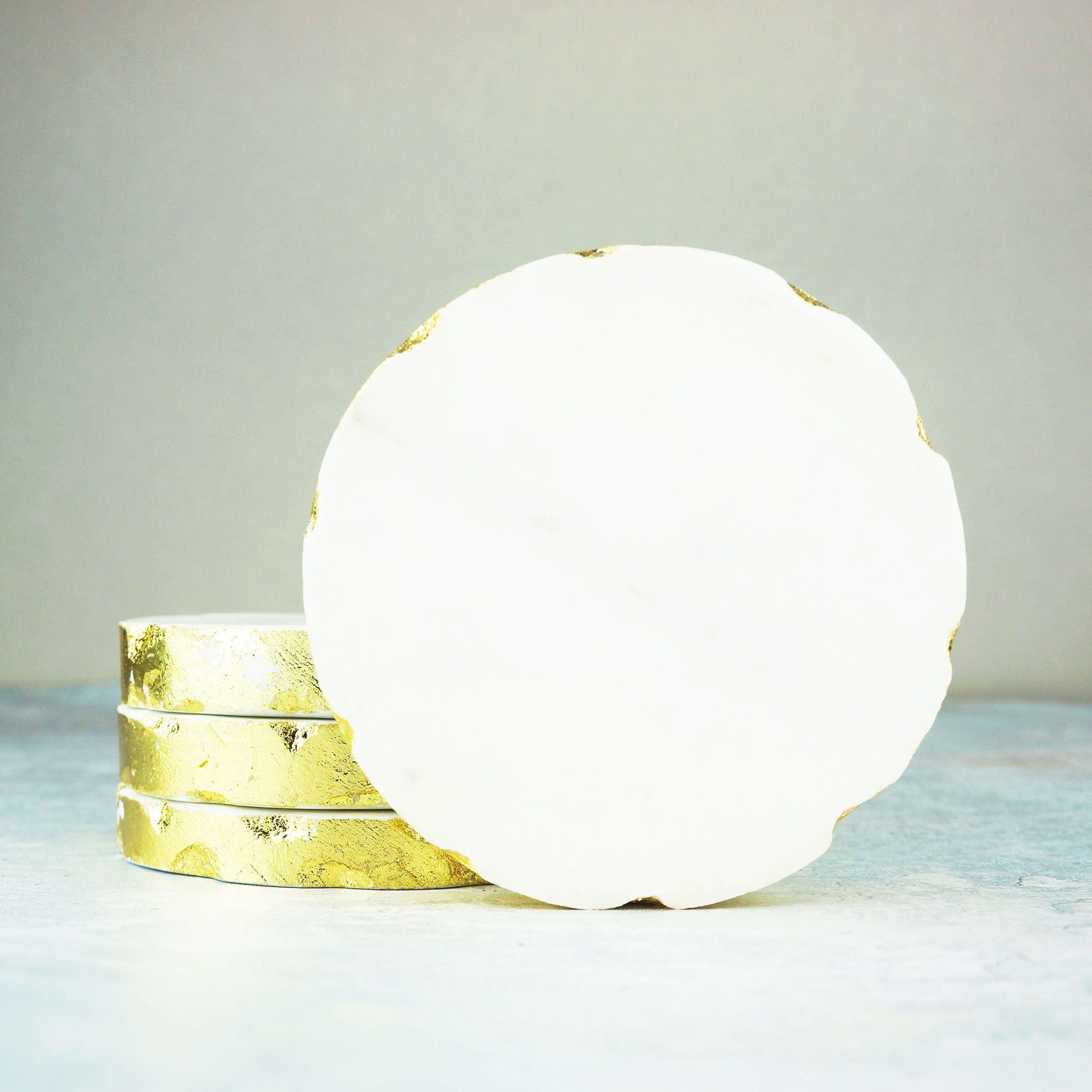 Handmade Marble Coasters Set of 4 — styled and in use | ALORAA