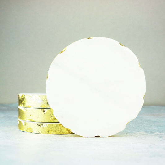 Handmade Marble Coasters Set of 4 — styled and in use | ALORAA